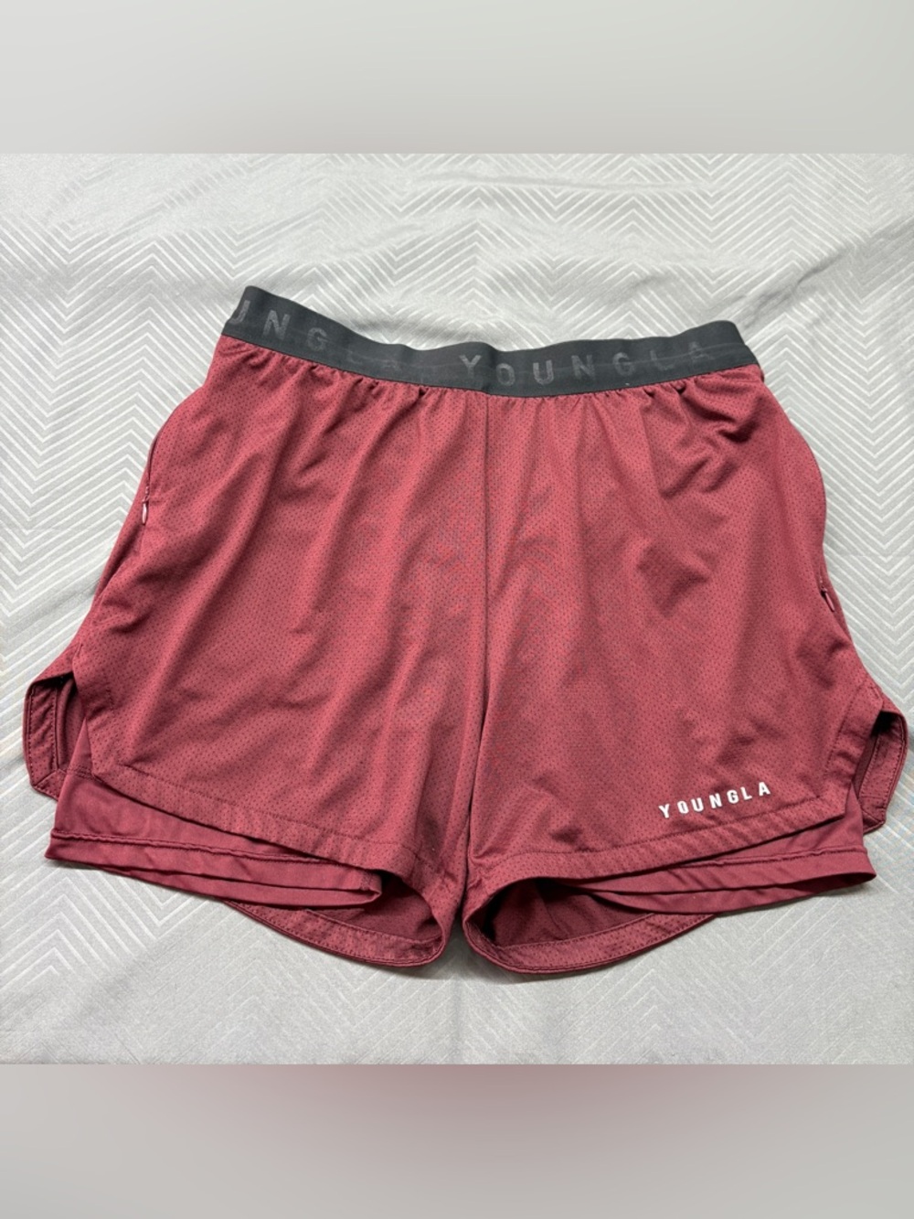 YoungLA Men’s 4” Maroon Athletic Training Shorts Size L